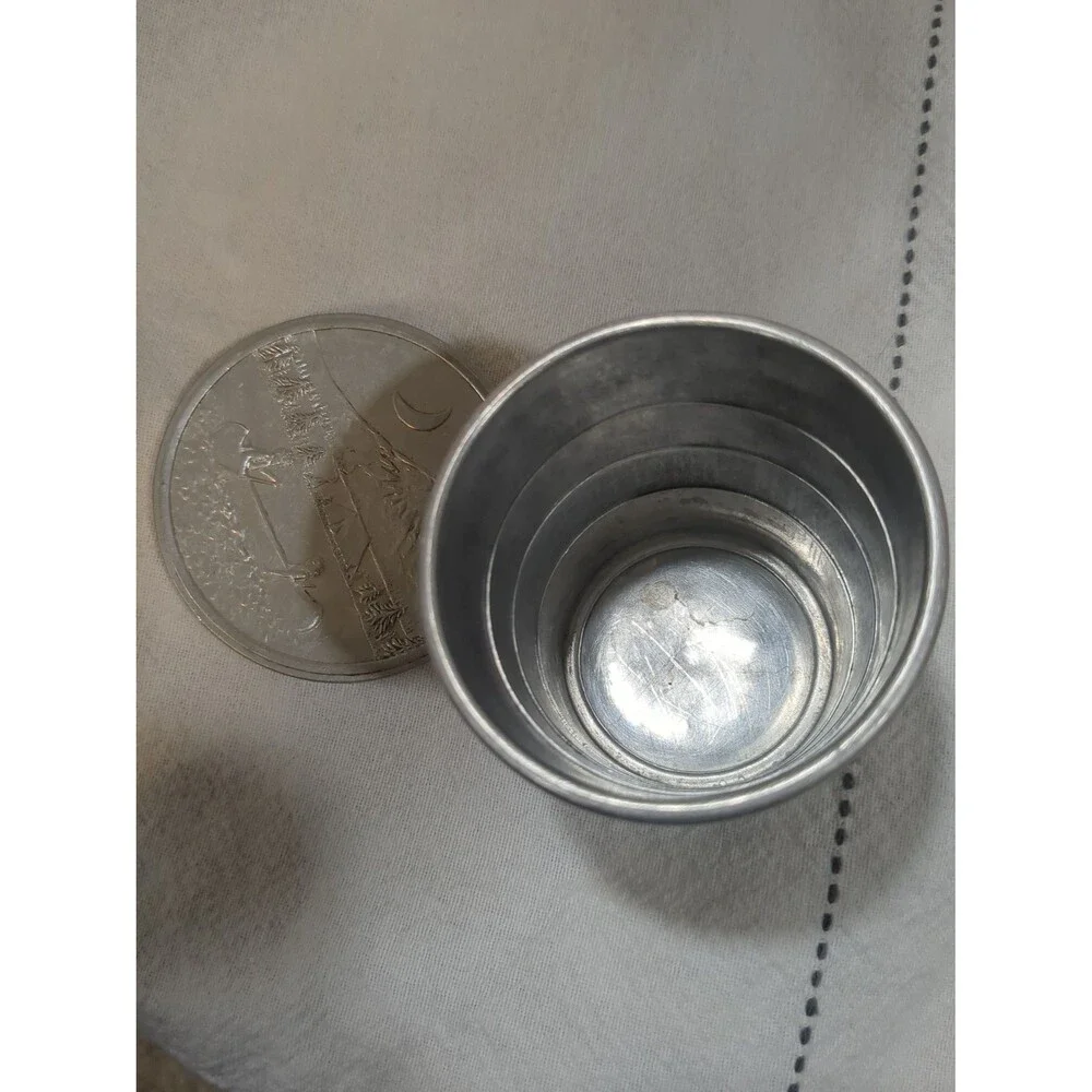 Vintage Camping Collapsible Metal Canoe Fishing Cup Telescope Lid Travel
